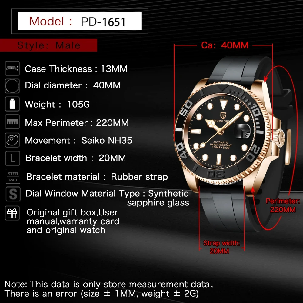 Mechanical Watch PAGANI DESIGN 40MM V3 Men Luxury Sapphire Glass Automatic NH35 Stainless Steel