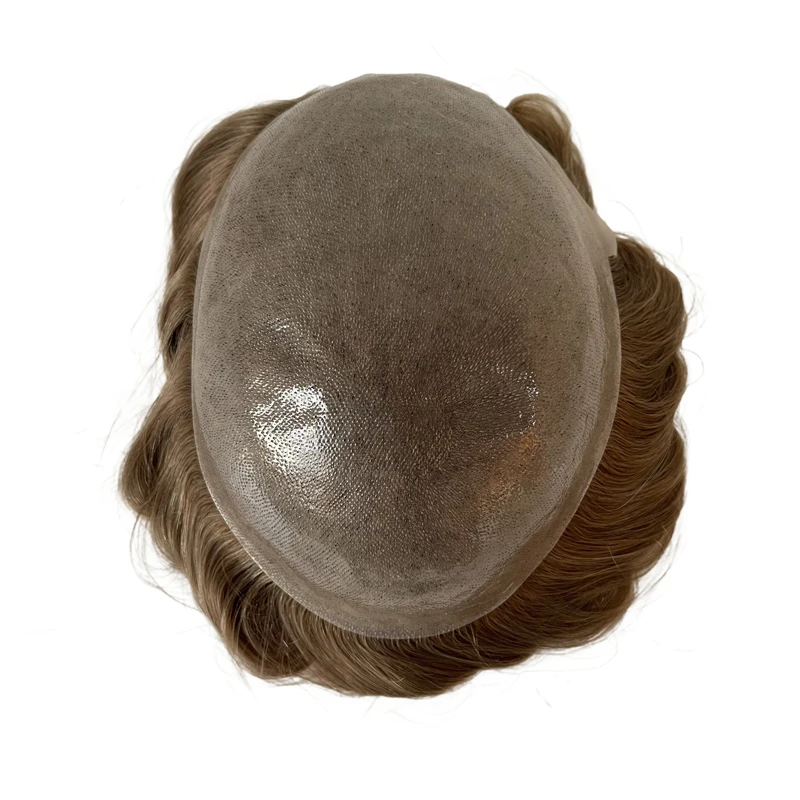 32mm wave Toupee 22R 8x10 Skin Knots PU Units 6 inches Peruvian Virgin Human Hair Replacement for White Men