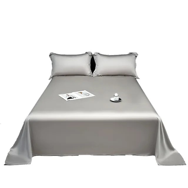 Summer Ice Silk Bed Sheet Three Piece Set Solid Color Skin friendly Comfortable Washable Machine Washable Durable 5