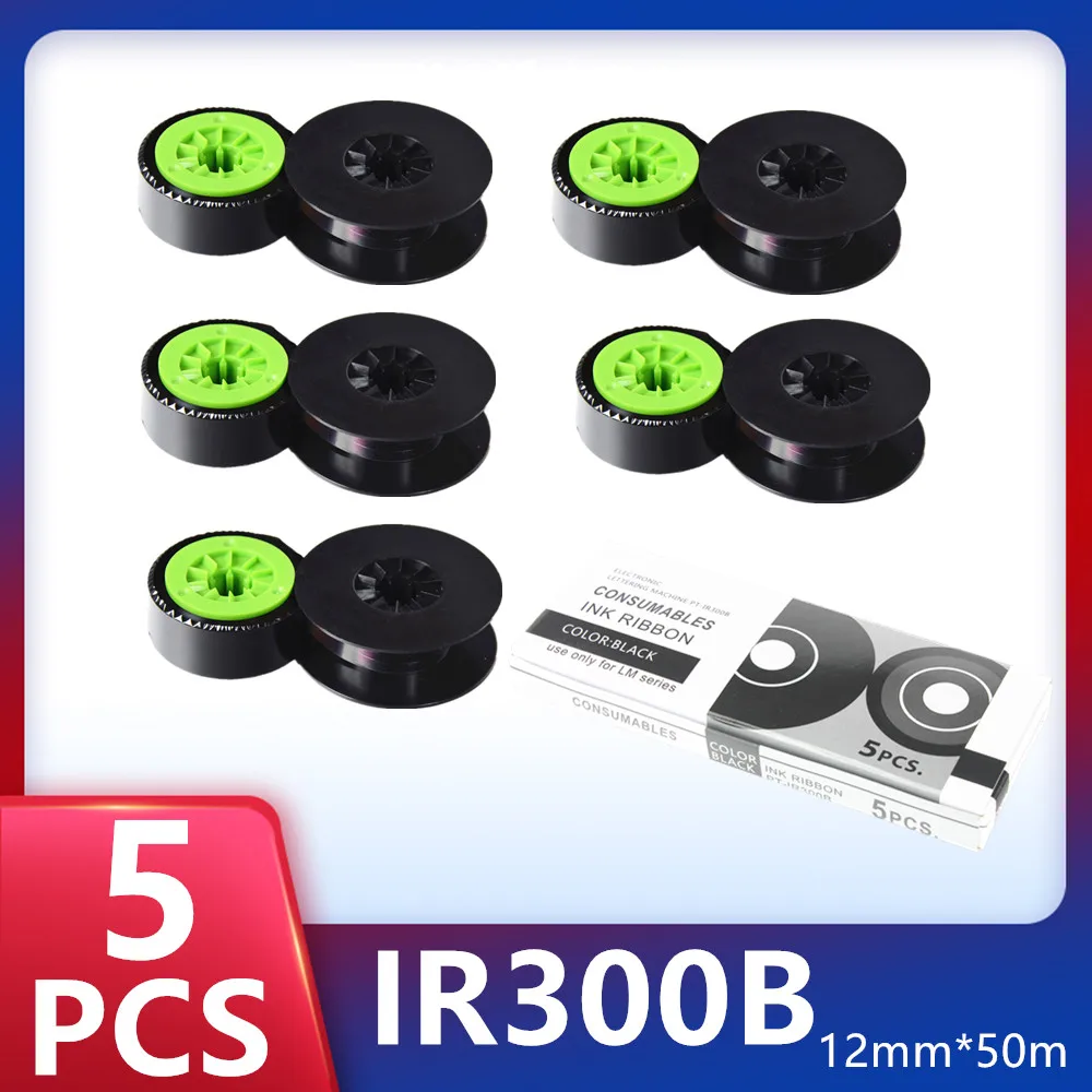 

5 PCS Ink Ribbon IR300B IR300B-AS Black 12mm*50m Compatible LETATWIN LM-370A, LM-370E, LM-380A, LM-380E, LM-380EZ ,LM-390A/PC