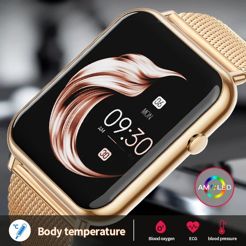 

Fashion Smart Watch Ladies Body Temperature Sports Fitness Watch Bluetooth Call Relojes Inteligentes Smartwatch Women 2023