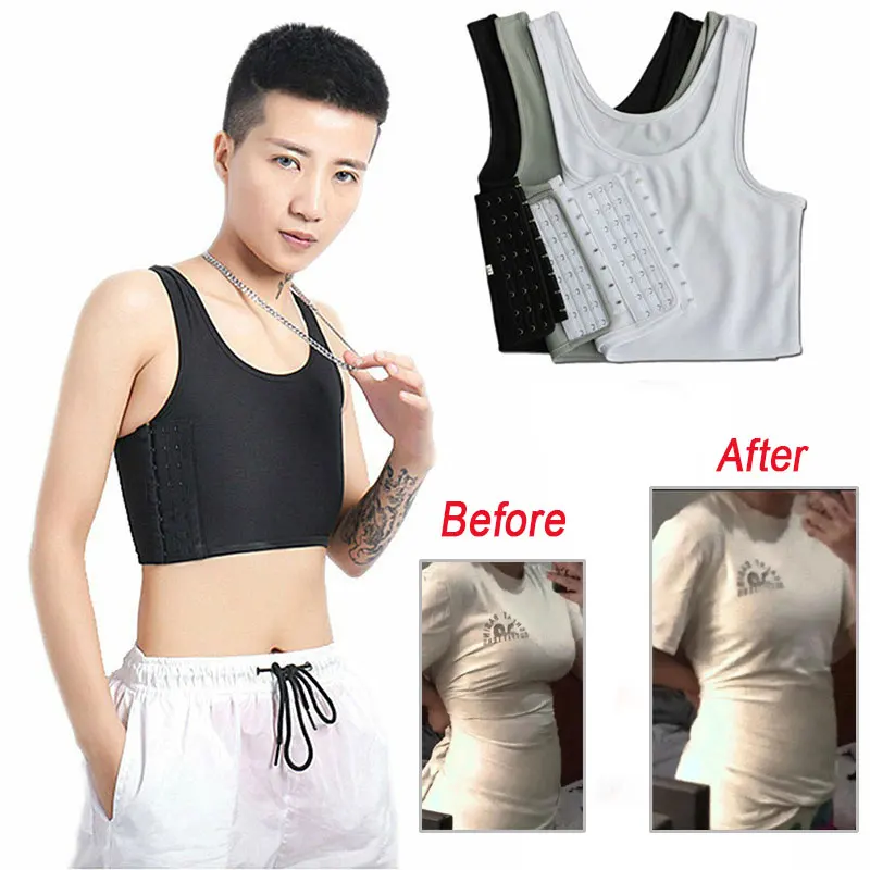 

Lesbian Sportwear Chest Breast Binder Trans Crop Top Flat Breast Binder Les Corset Stretch Body Shaping Buckle Tomboy Bra Tank