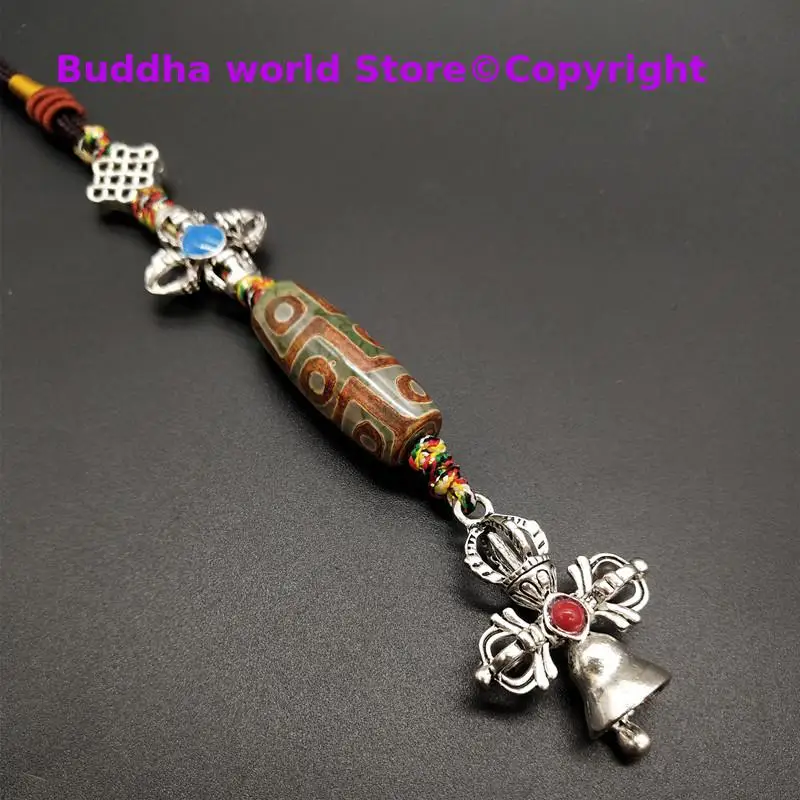 

GOOD GIFT Efficacious Amulet Greco-Buddhist pocket travel CAR Auspicious gZi Beads TIAN ZHU agate Mantra Tibet Buddha Pendant