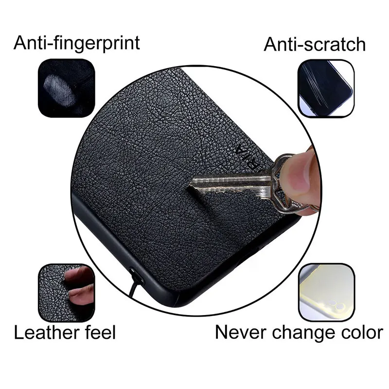 Premium Retro Litchi Pattern Leather Phone Case - Business Style Back Cover
