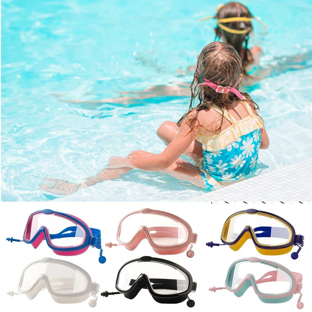 Outdoor Swim Goggles Earplug 2 in 1 Set for Kids Anti-Fog UV Protection Swimming Glasses With Earplugs for 4-15 Years Children swimming goggles