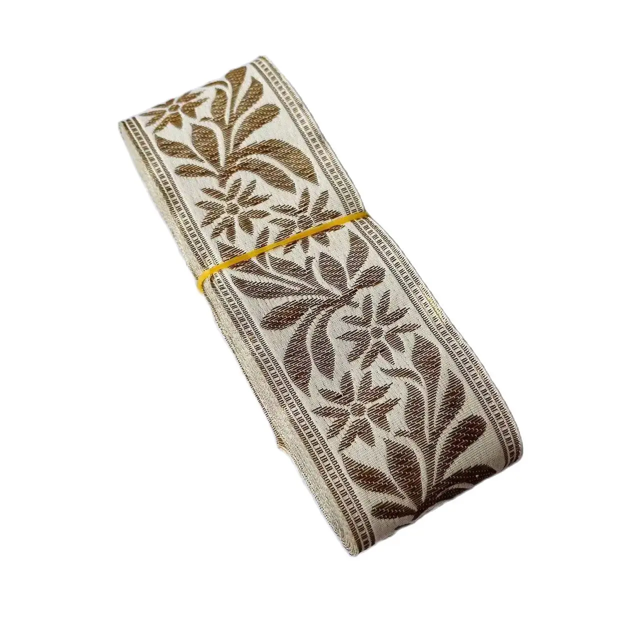 10Yards/Lots nastro Jacquard intrecciato 5cm fiori motivo a figura geometrica oro giallo per accessori per cinghie di abbigliamento IS-3303  15
