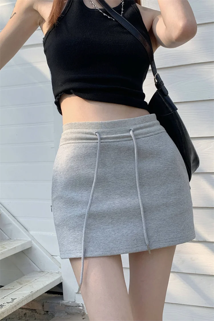

Elastic Waist Mini Skirts Women Lace Up Sheath Bodycorn Pencil Skirt Shorts Streetwear Sexy Clubwear Slim Elegant Y2K Girls