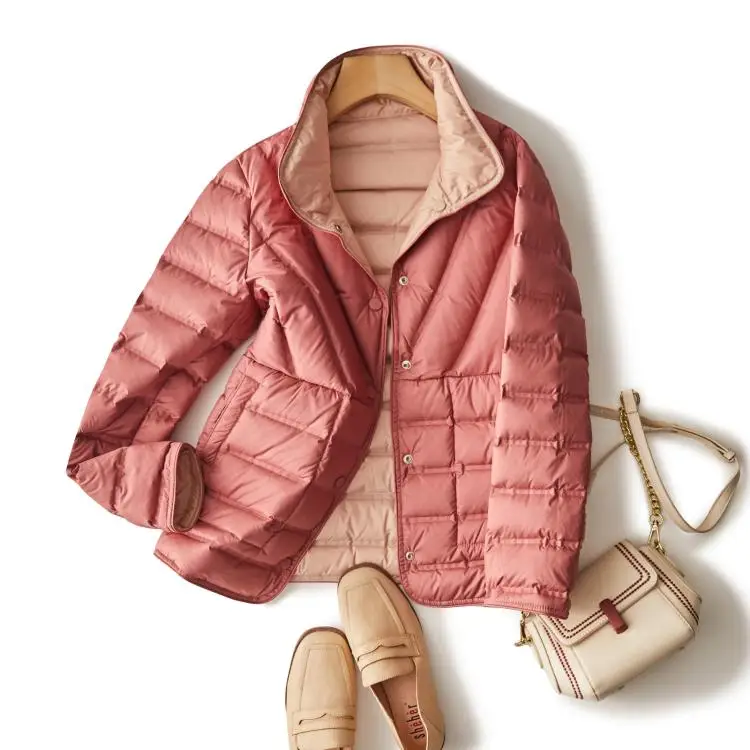 90% White Duck Down Women's Autumn and Winter New 2024 Down Jacket Korean Double-sided Collar Down Jacket Women Warm Jacket