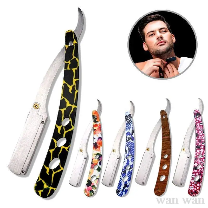 

Manual Folding Razor Stainless Steel Straight Edge Shaver Men's Beard Shaving Blade Eyebrow Trimming Haircut Sharp Knife Y0720