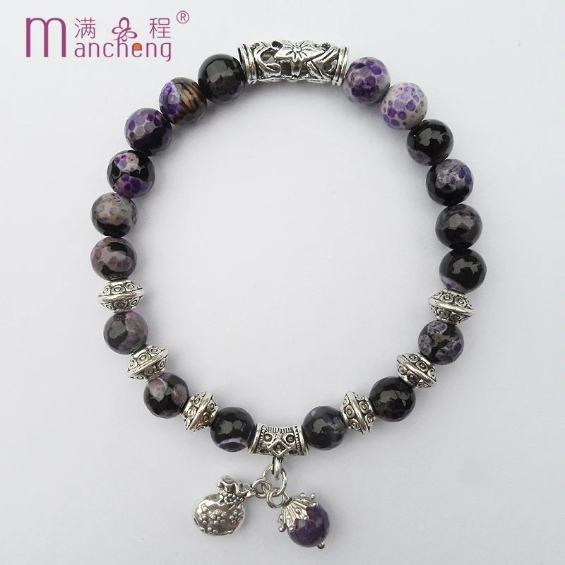 Fnaf 2 Rupee Item Vintage Natural Purple Fire Agate Flower Portafoglio Borsa Colgantes Bracciale Madre Bambini Halloween Pulseras