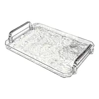 Water Ripple Luxurious Storage Tray Transparent Decorative Tea Cup Tray Household with Handle Rectangular Service Tray 2