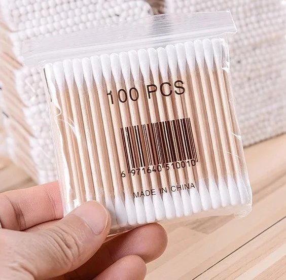 100Pcs Double Head Cotton Bamboo Sticks Cotton Swab Swab Disposable Buds For Beauty Makeup Nose Ears Cleaning
