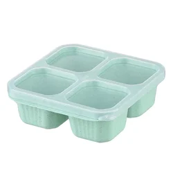 Reusable 4-Grid Snack Containers for Meal Prep and Portable Storage (Green)