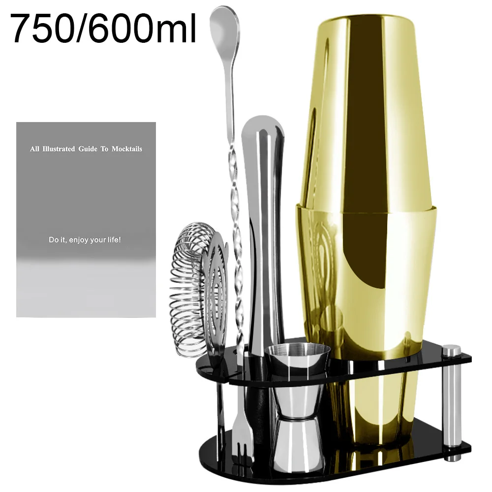 Cocktail Shaker Bartender Kit: 5pcs Bar Tool Set, Cocktail Shaker Set with Stand, Includes Martini Shaker,Strainer,Jigger