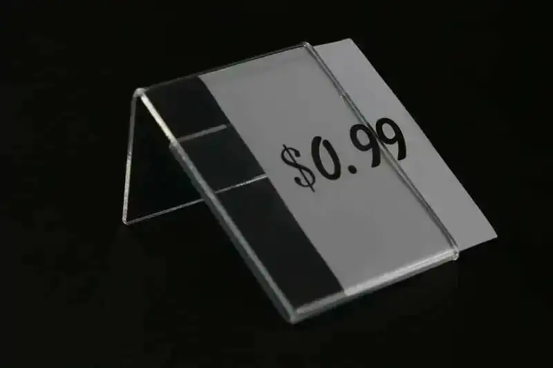10 Stück 5 x 7 cm transparenter Acryl-Namenskarten-Preisschild-Werbeständerhalter, Schaufenster für Modeschmuck-Display – Detail 4