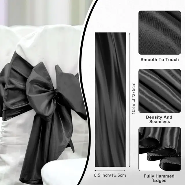 Ensemble de housses de chaise pliantes avec 10 housses extensibles, 10 ceintures de chaise en Satin, nœuds, ruban, protection de Banquet pour fête d'événement de mariage 4