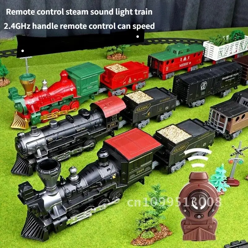 2.4G Remote Control Retro Rail Train Set Children's Christmas Nostalgic Model Gift Toy Christmas Electric Children's