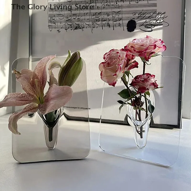Vases Picture Frame Flower Vase Transparent Creative Modern Art Home Bedroom Living Room Decoration Office Tabletop Ornaments 4