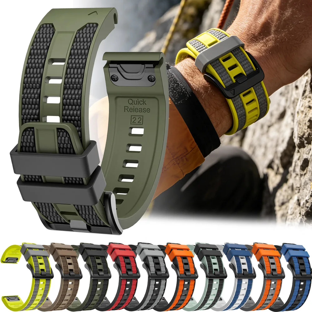 Premium QuickFit Silicone Sports Strap, Interchangeable Sizes 26mm and 22mm