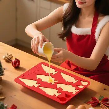 Christmas Silicone Baking Molds Christmas  Tree Gingerbread Santa Shape Cake Chocolate Mousse Mould Non-Stick DIY Holiday Tools 1