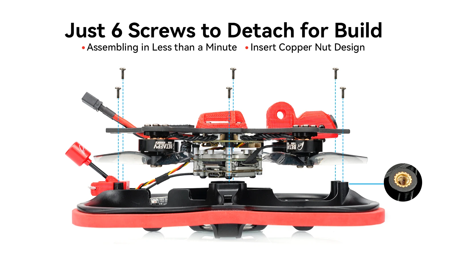 BETAFPV Pavo25 Whoop FPV, 6 Screws to Detach for Build Assembling in Less Than a