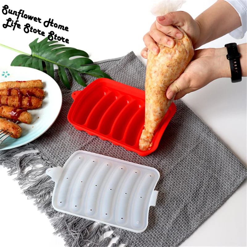 

Silicone Sausage Maker Mold DIY Silicone Handmade Hamburger Hot Dog Mold Reusable Kitchen Accessories Gadget for Cake Baking Pie