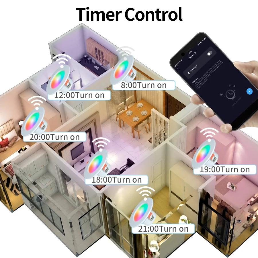 ZigBee Smart Ceiling Light Tuya WiFi Bluetooth LED Downlight RGB Dimmable Recessed Spotlight Voice Control Alexa Google Home 15W