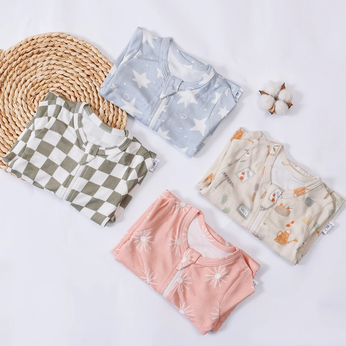HappyFlute New Print Soft Bamboo Cotton Jumpsuit Footbinding Baby Romper Spring and Autumn Baby Boy&Girls Newborn Clothings 4