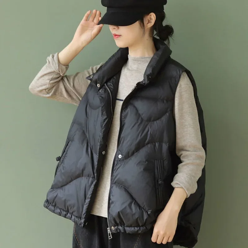 2023 Winter Warm Jackets Loose Oversized Casual Hooded Cotton-padded Jacket Loose Padded Vest Waistcoat Women's Sleeveless Coat