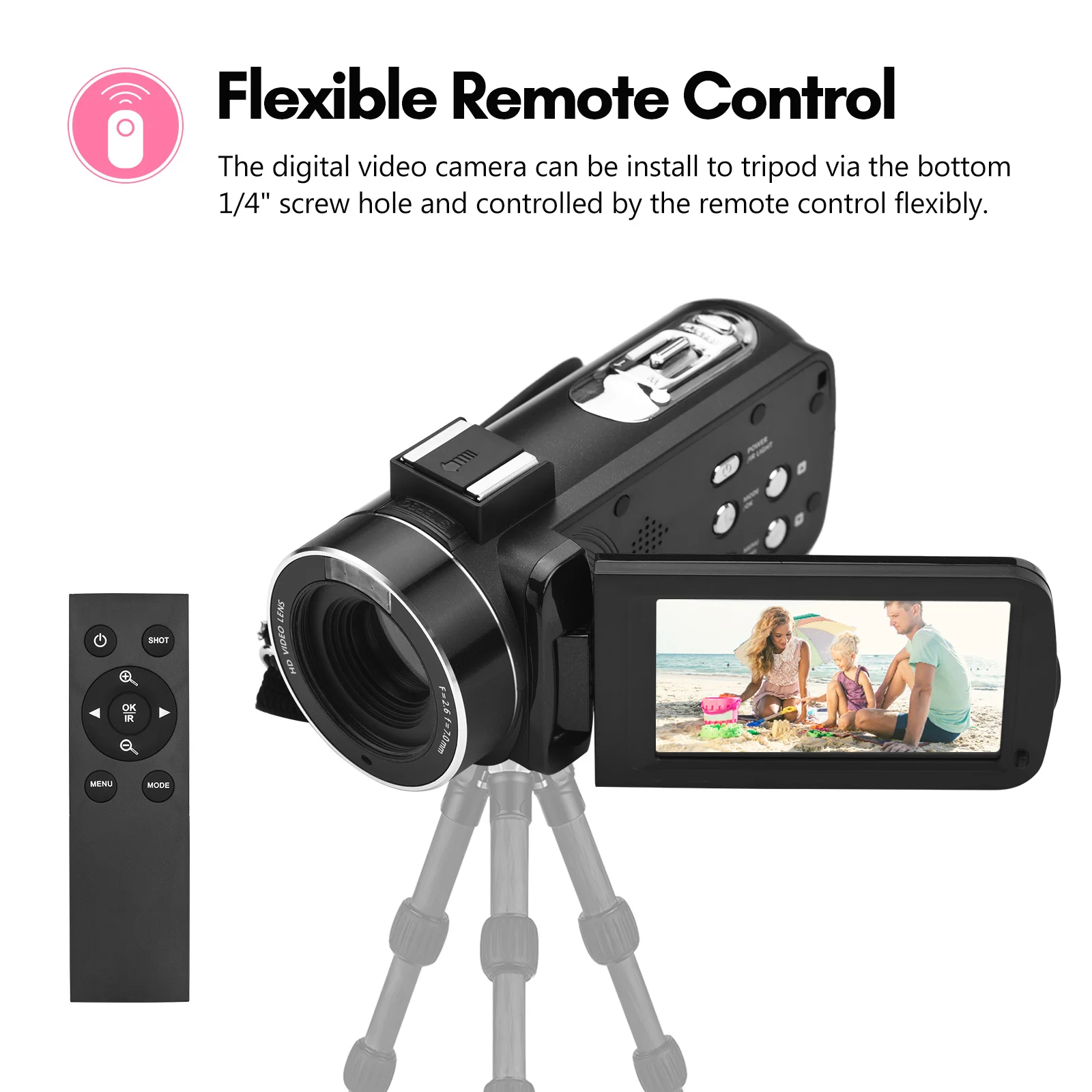 Caméra HD numérique mini DV neutre -noire, Caméscope Pro Caméra
