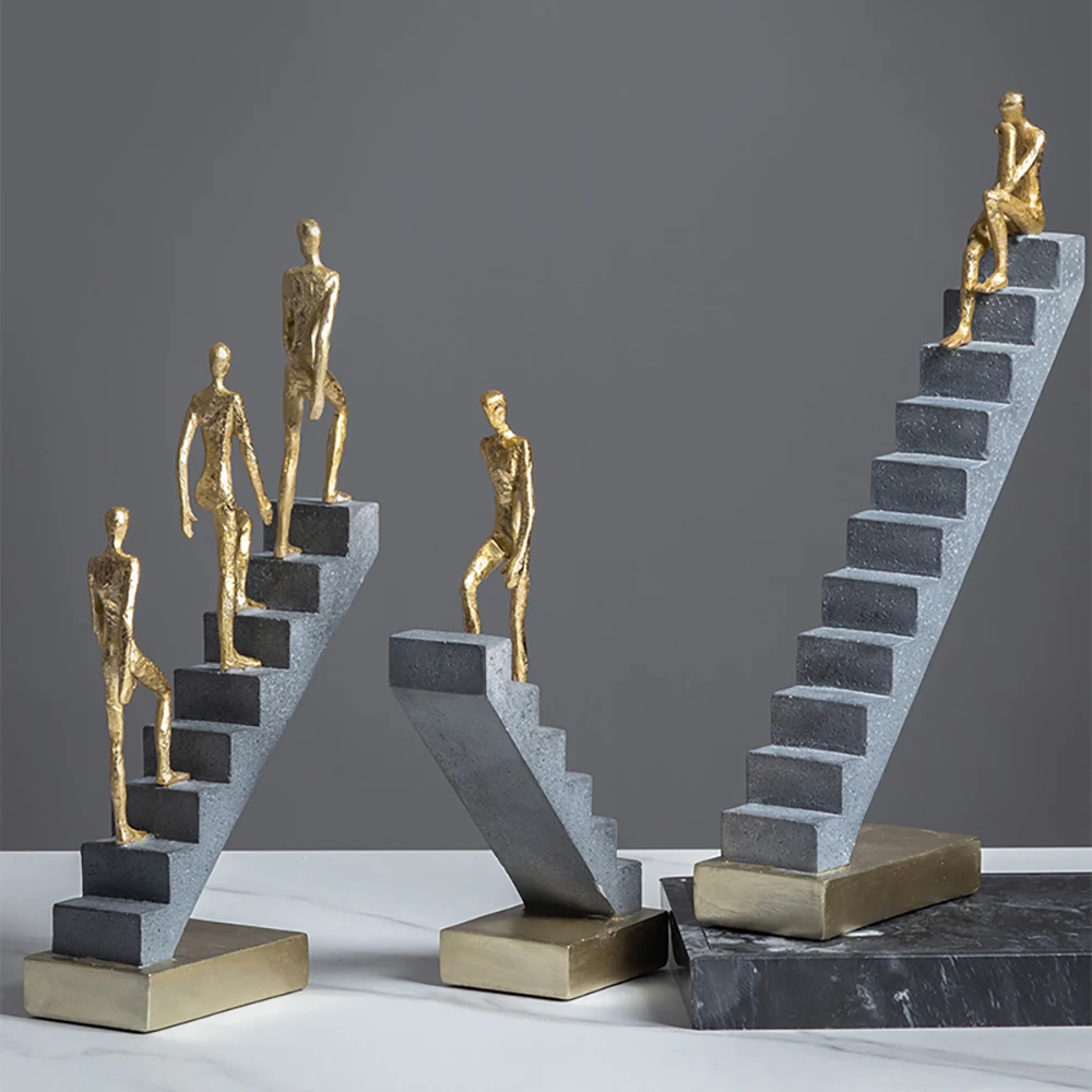 

Скандинавская Статуэтка лестницы, поделки для украшения дома, абстрактные аксессуары для гостиной, стола, Статуэтка из золотой смолы, изысканный офисный декор, подарок