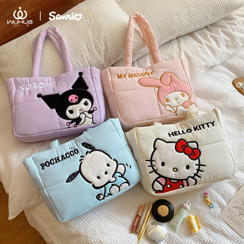 

Sanrio Kawaii Anime Hello Kitty Portable Tote Package Cute Sweet Cartoon My Melody Kuromi Large Capacity Shopping Bag Girl Gifts