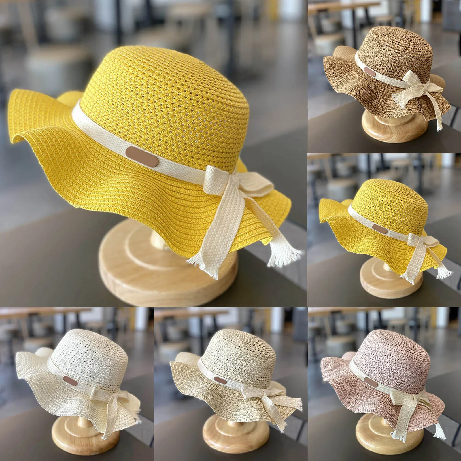 Children's Girls Sunscreen Hat Summer Bow Sun Hat Straw Braided Beach Sun Girls And Gloves Boys Hats And Caps