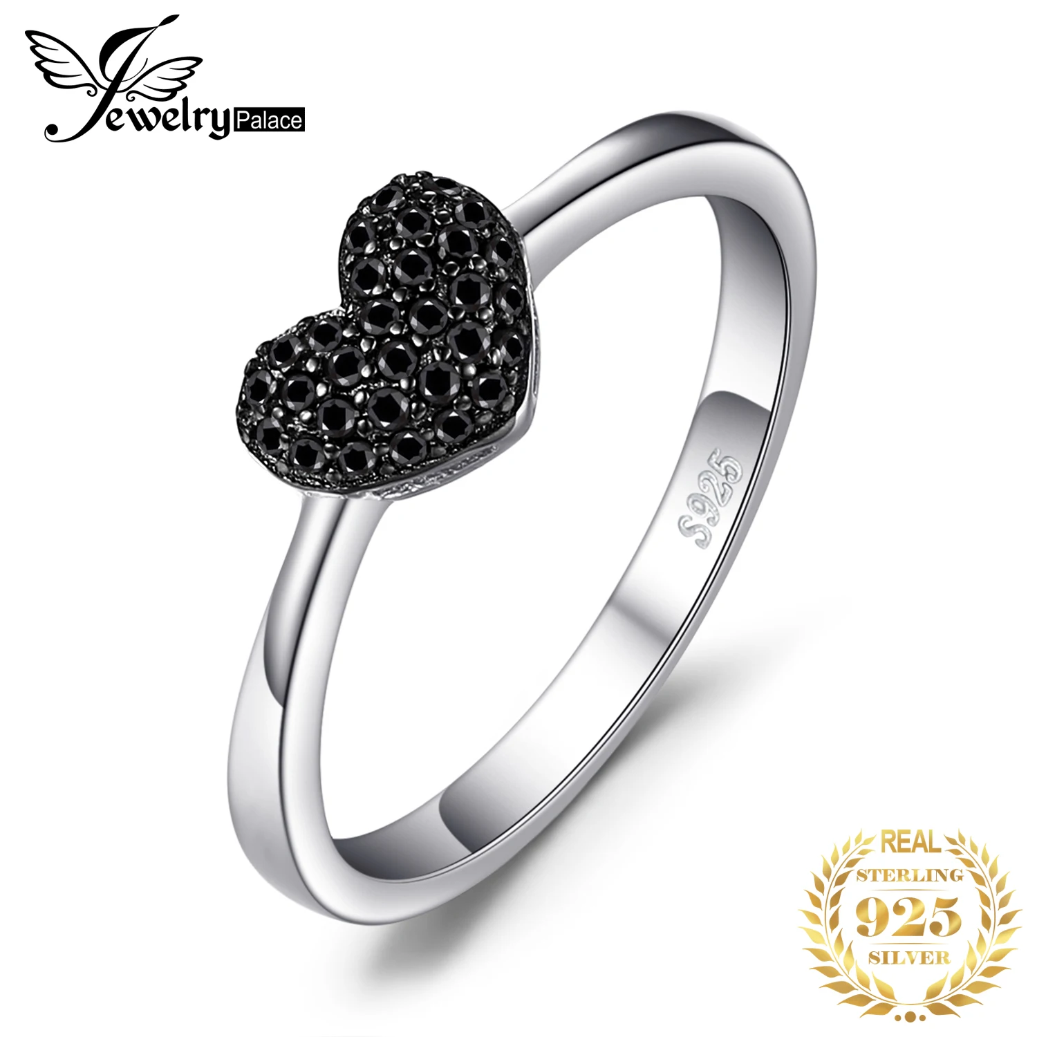Heart Love Ring 925 Sterling Silver Ring Girl Cute Natural Black Spinel Promise Gemstones Jewelry for Women JewelryPalace moissanite engagement ring engagement ring