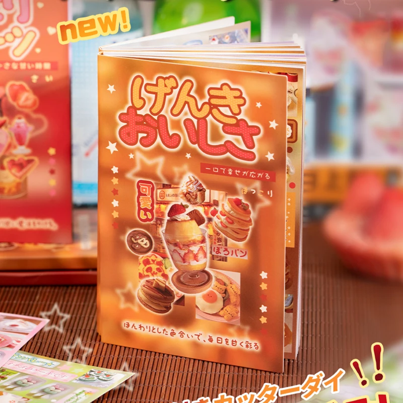 Mr.Paper 2Books 해피 푸드 타임 스티커북, 저널 스크랩북킹을 위한 귀여운 일본 간식 및 디저트 테마 스티커