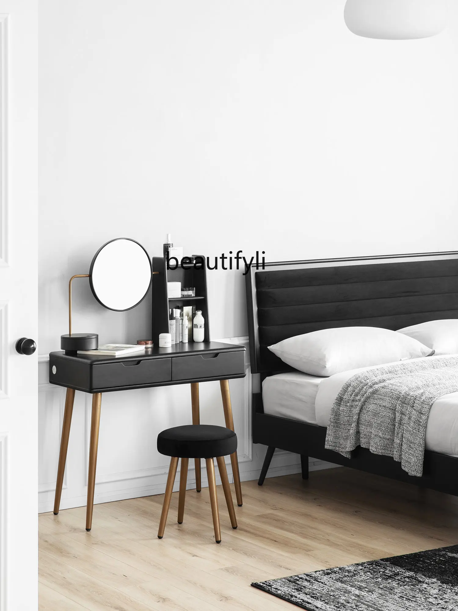 

zq Dresser Cherrywood Solid Wood Nordic Modern Light Luxury Dresser Simple Table