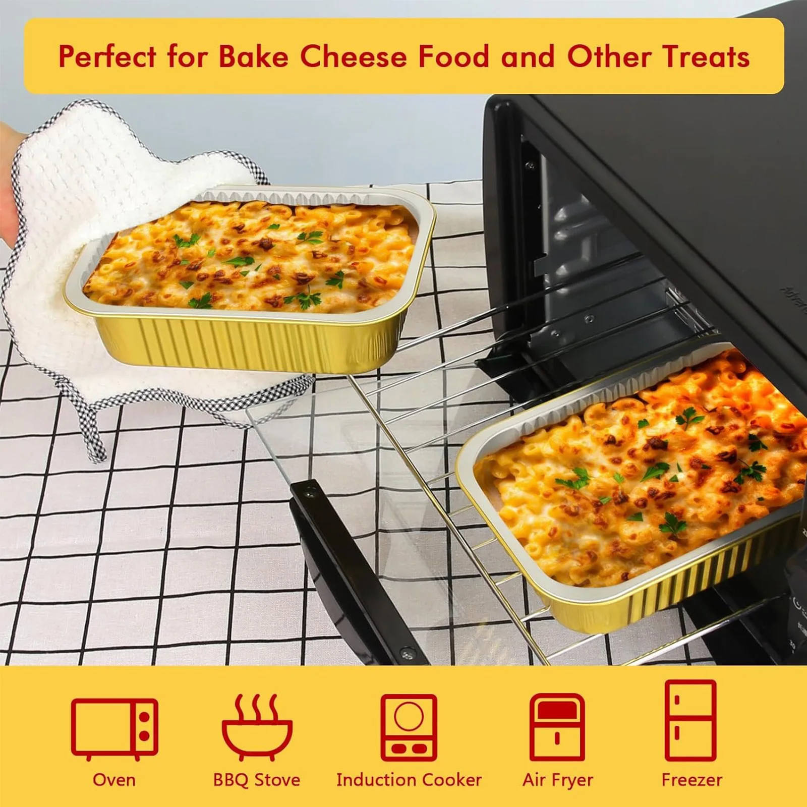 30PCS Rectangle Aluminum Pans Extra Heavy Duty Disposable Aluminum Foil Baking Pan AirFryer Double Thick Tin Foil Food Container