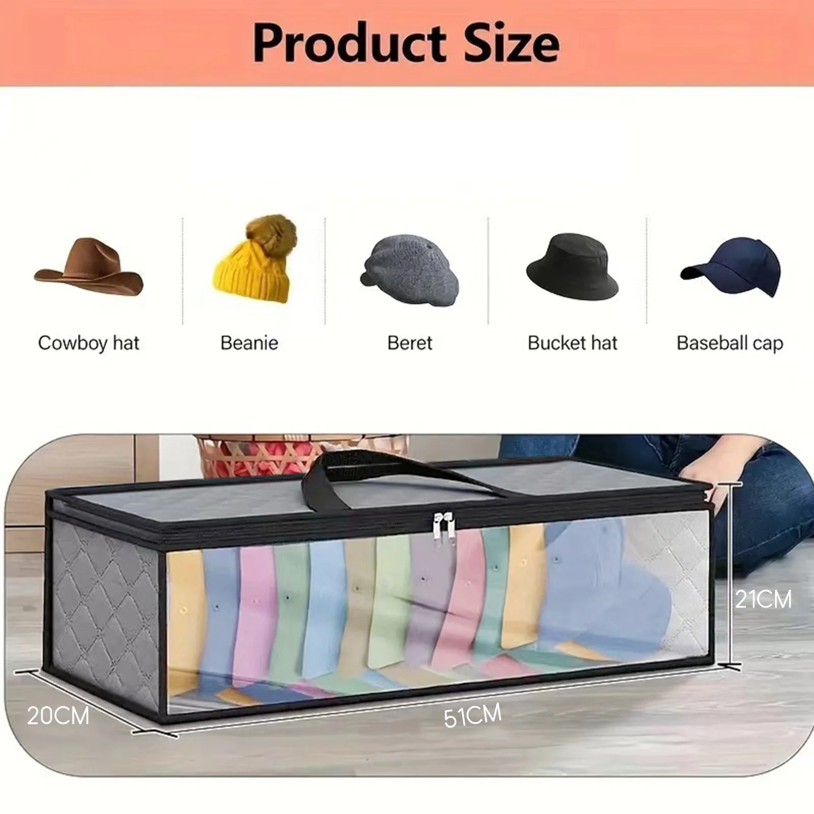 Transparent Storage Bag Large Capacity Foldable Organizer Non-Woven Fabric With Household Carry Handles Zipper Duvet Cover Under 3