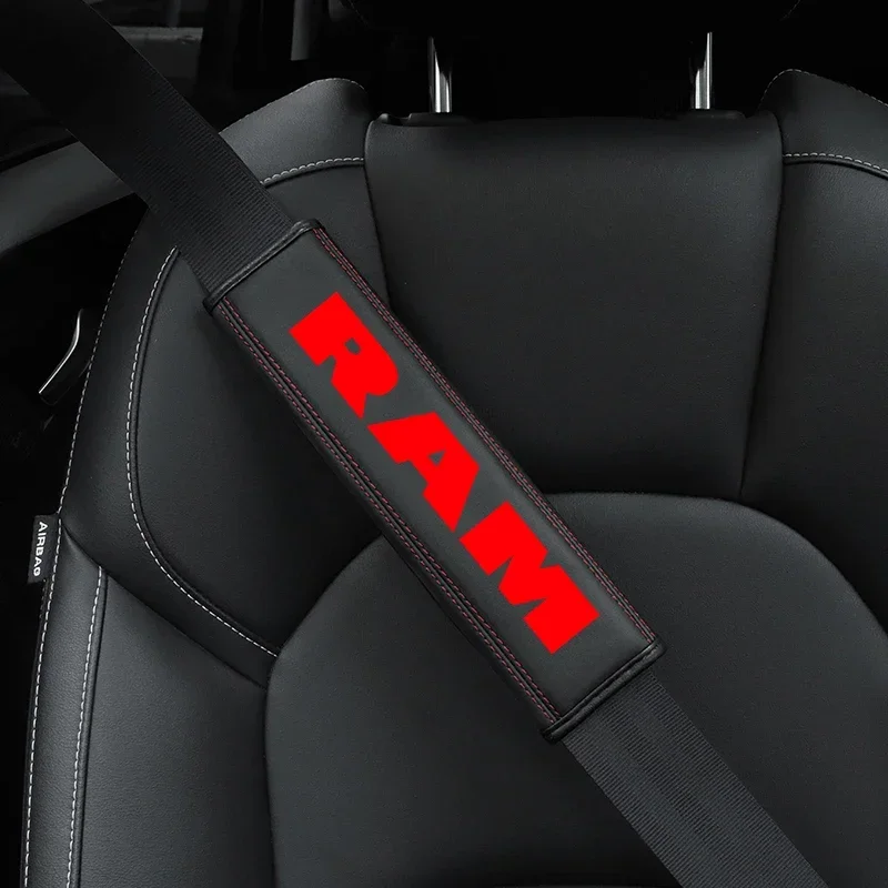 Top leather material automotive seat belt cover shoulder protector for Dodge Ram 1500 2500 3500 Accessories Car Styling