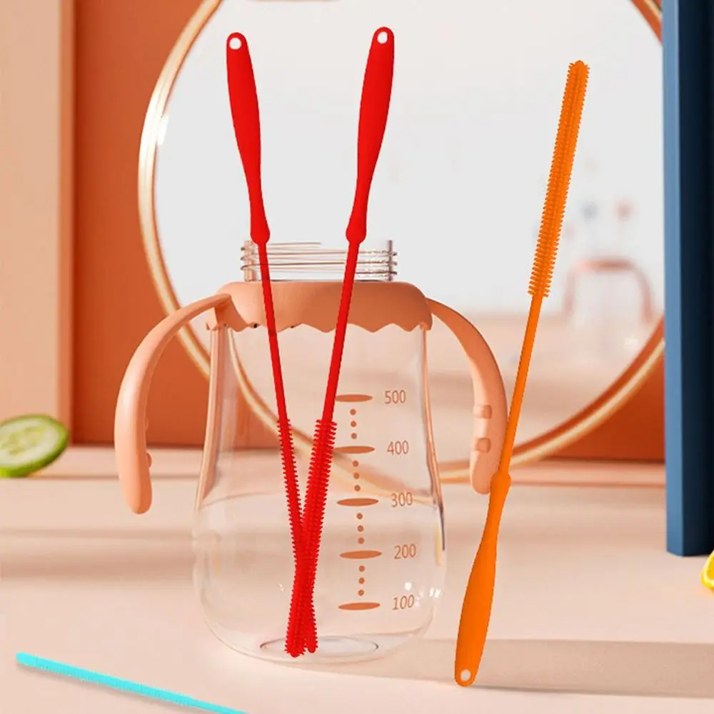 Hole Gap Cleaning Brush Straw Cleaning Brush Silicone Pacifier Nipple Cup Cover Soft Head Handheld Drinking Straw Cleaner straw cleaning brush cleaning brush cleaning brush set