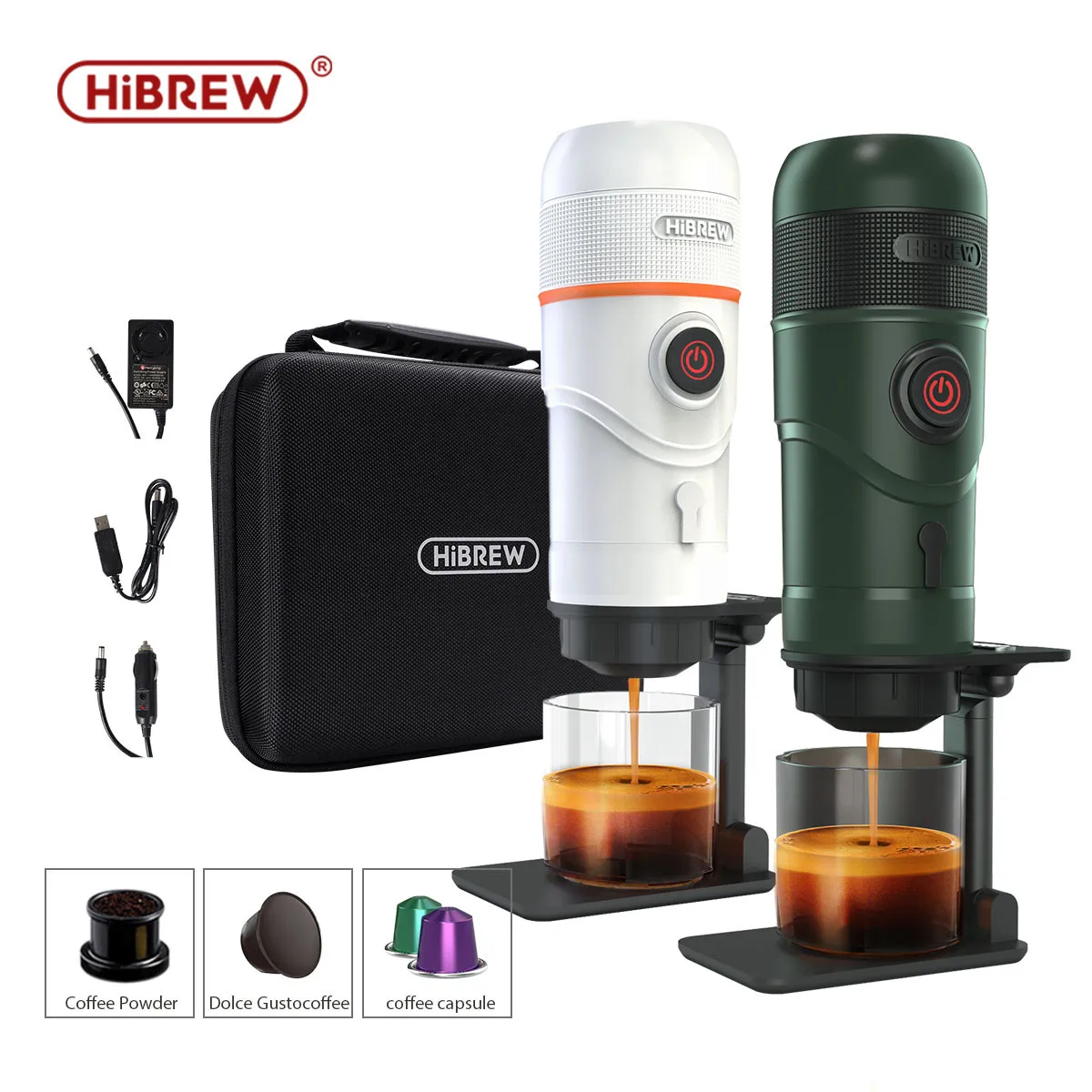 HiBREW-cafetera Espresso portátil para y hogar, máquina de café Dolce Gusto, color verde y blanco, - AliExpress Electrodomésticos