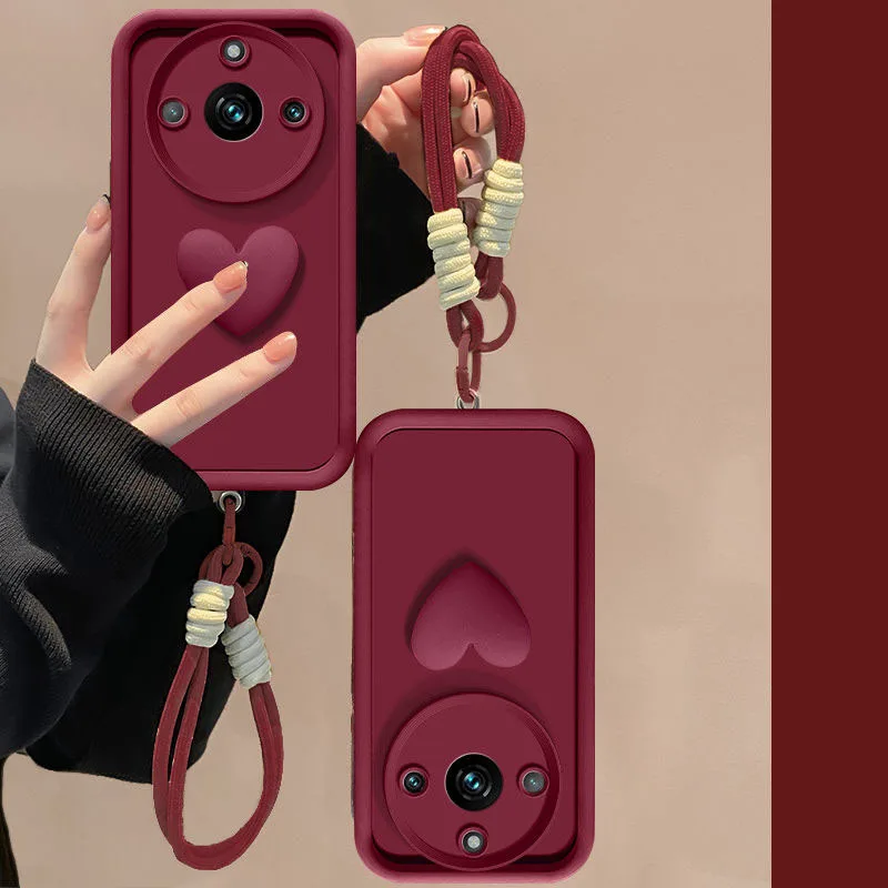Shockproof 3D Love Heart Hand Strap Phone Case