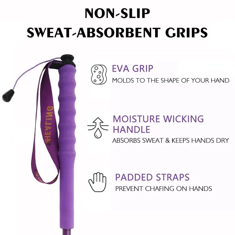 Color Carbon Fiber Trekking Poles Ultra Light Weight Foldable Shock-Absorbent Hiking Sticks EVA Grips Walking Sticks
