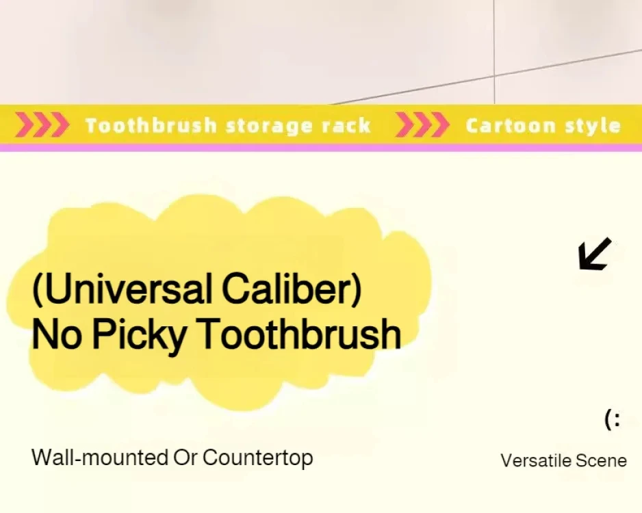 Cartoon Magnetic Toothbrush Holder Wall Mounted Bathroom Cup Organizer_voghion.com