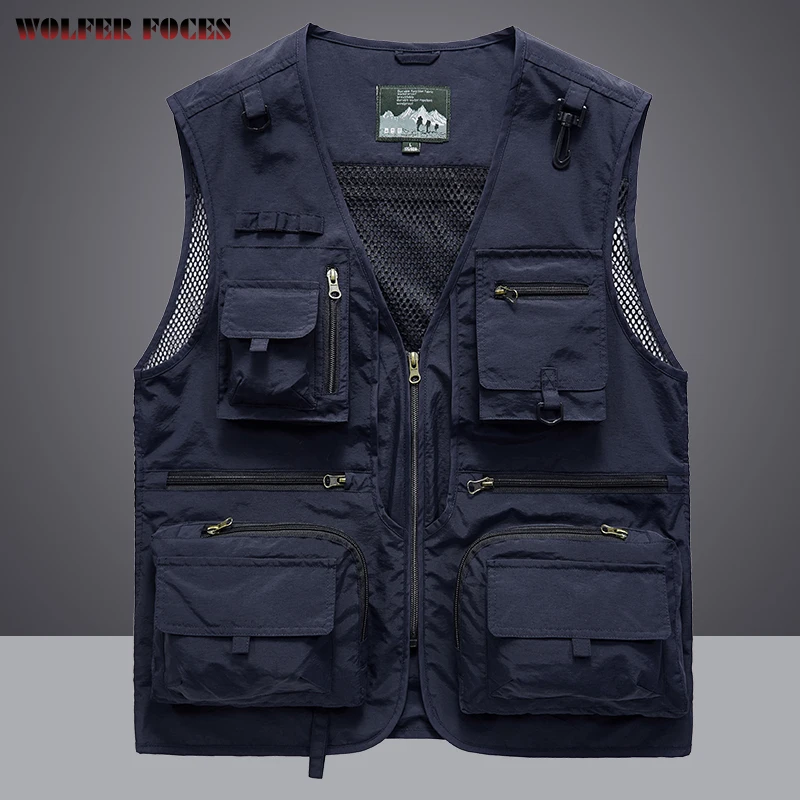 

Men's Photographer Waistcoat Mesh Work Sleeveless Jacket Tools Pocket Vest Summer Men Unloading Tactical Vest Coat CasualBigsize