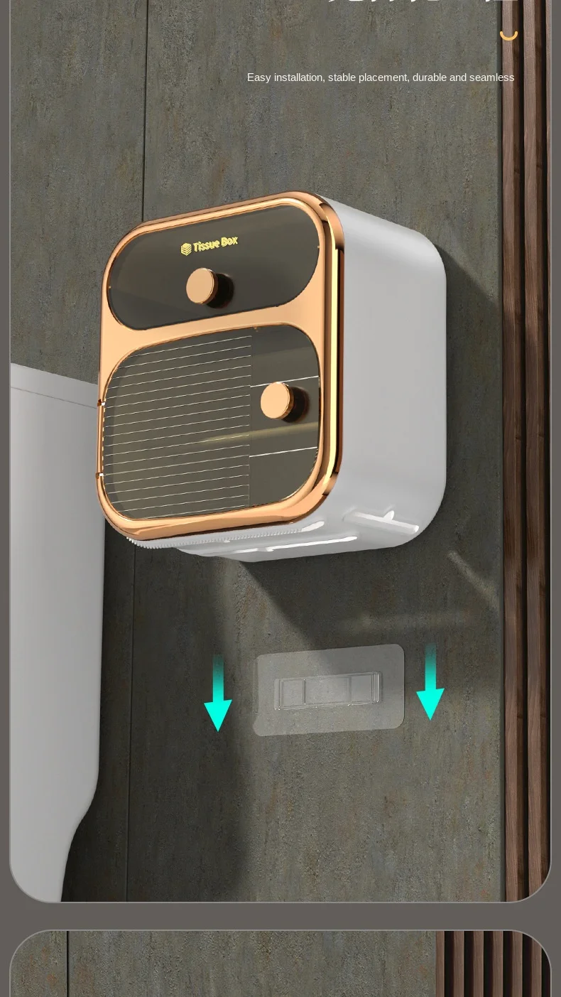 S3bbc0ccd4eb1426e93ca895fe3d3e721o Toilet Tissue Box, Wall Mounted Waterproof Toilet Paper Box Punching Free Suction Paper Box Toilet Paper Roll Paper Storage Rack Mallzona