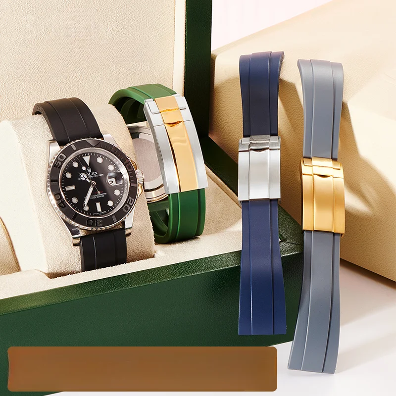 Interfaccia Convessa Speciale Cinturino Da 20Mm Per Rolex Daytona Black Green Water Ghost Yacht Log Accessori In Gomma Senza Polvere