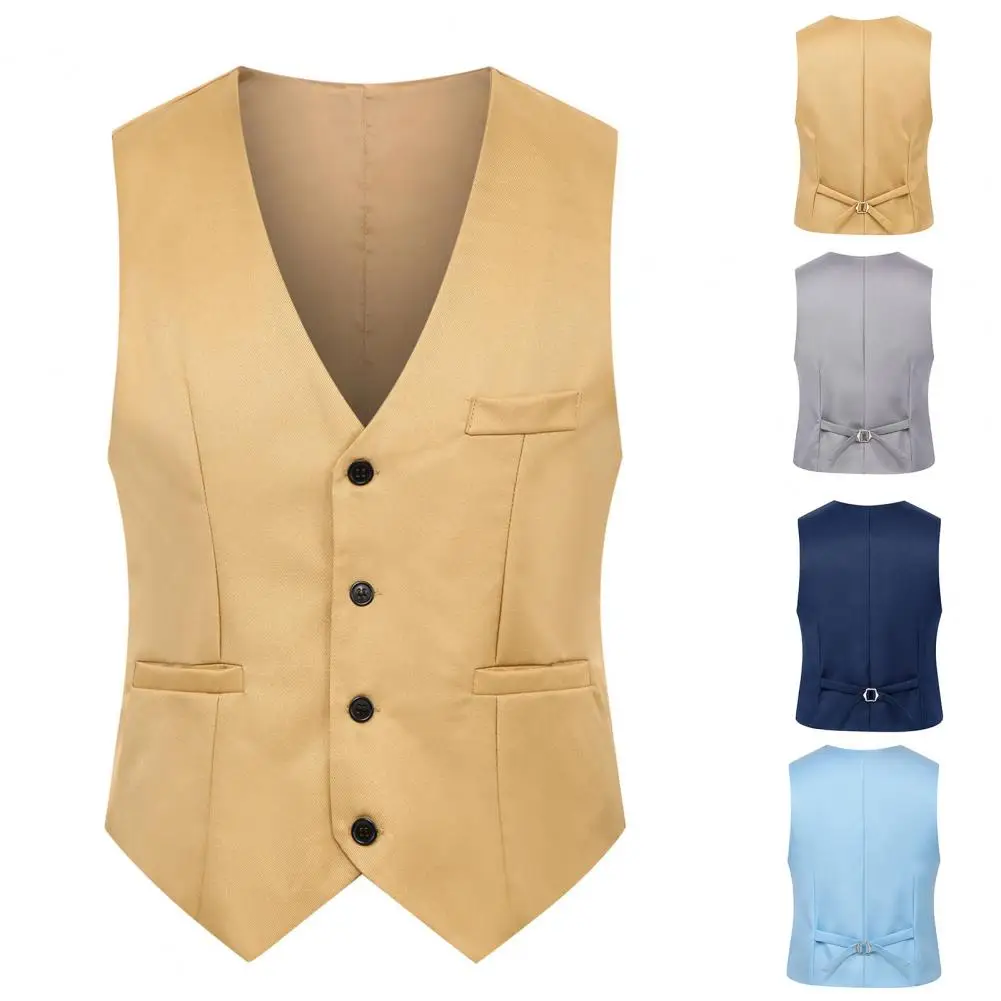 Great Suit Classic Pure Color Gentle Sleeveless Spring Vest Men Waistcoat Slim Fit dress vests