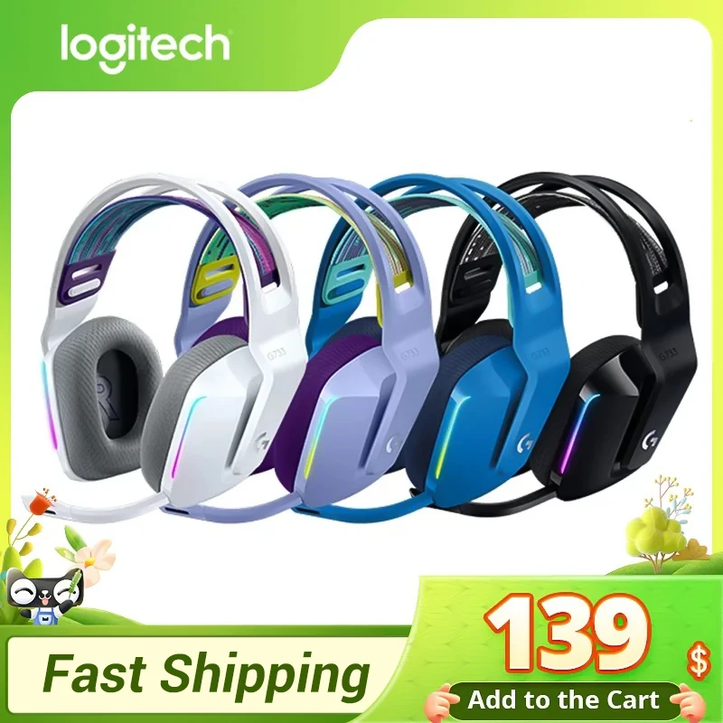

Беспроводная игровая гарнитура Logitech G733 LIGHTSPEED RGB DTS X2.0 7,1 с объемным звуком, ультратонкие Наушники для компьютерных геймеров
