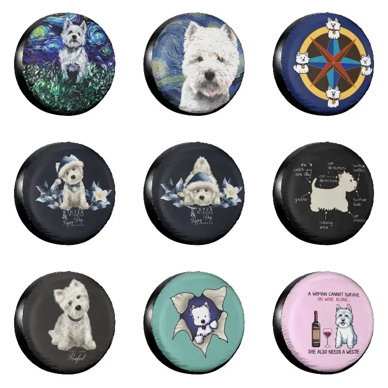 West Highland White Terrier Starry Night Van Gogh Copertura Per Pneumatici Di Ricambio Per Suzuki Mitsubish Westie Dog Coprivolante Per Auto Antipolve